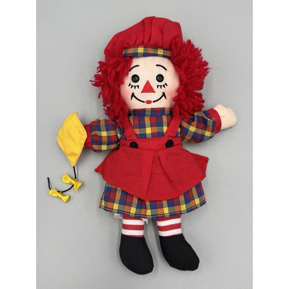 Vintage Applause Raggedy Ann Doll Checkered Plaid Outfit Holding Kite 8"